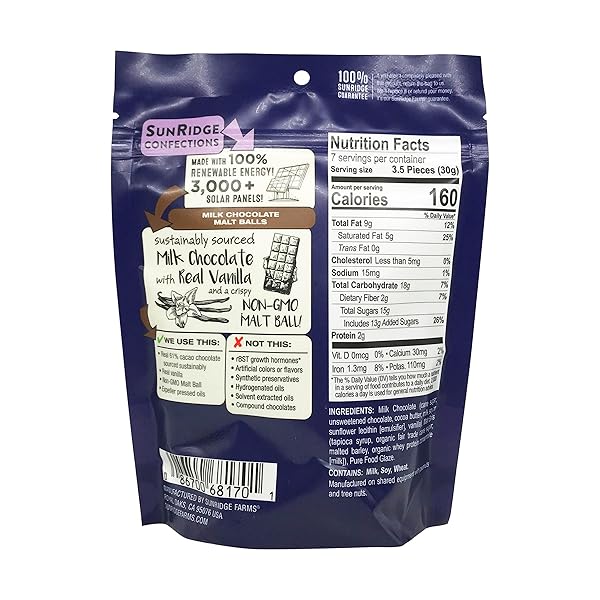 SUNRIDGE FARMS MILK CHOCOLATE MALT BALLS, 7 OZ
