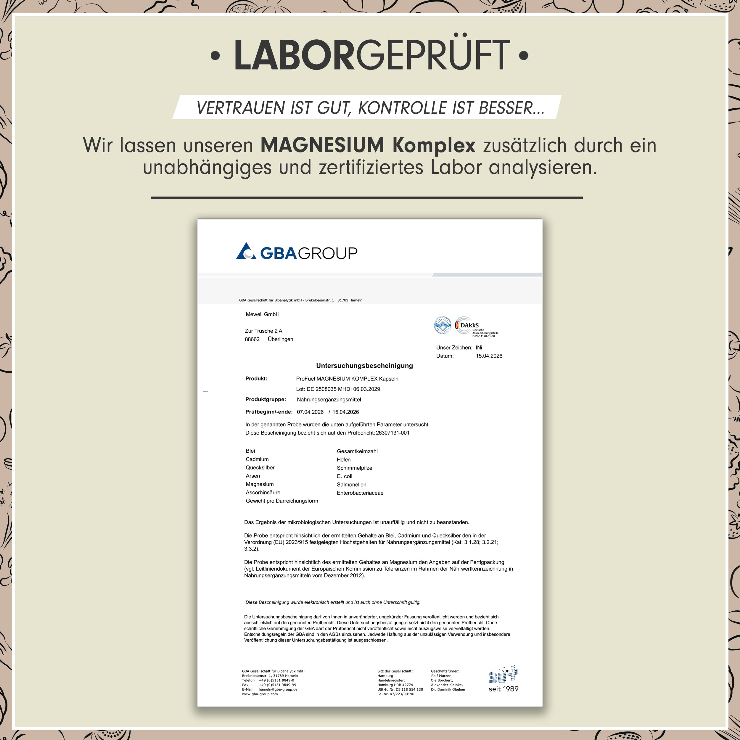 Magnesium Komplex 180 Kapseln, 400 mg elementares Magnesium pro Tag, 5 hochwertige Formen: Mag.-Oxid, Citrat, Bisglycinat, Malat & Ascorbat, laborgeprüft mit Zertifikat, Vorrat für 3 Monate 5