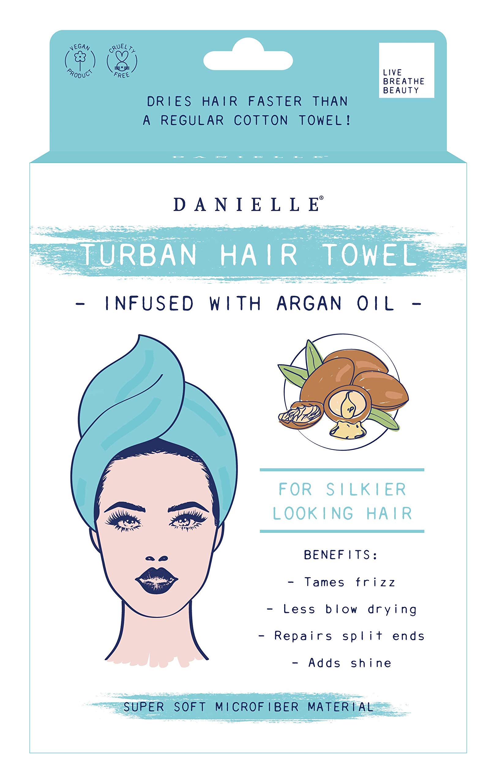 Danielle Creations Quick Dry Turban Hair Towel Infused with Argan Oil, Vegan โ image 1