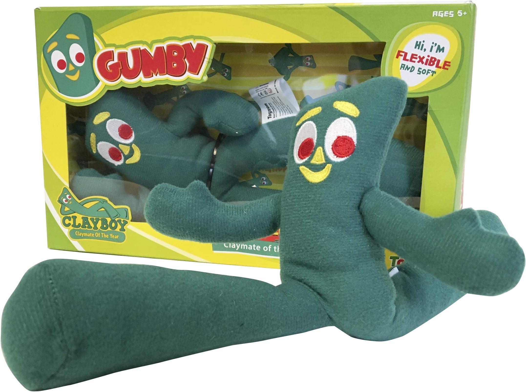 GUMBY 9" Poseable Plush Toy; Soft, Huggable, Flexible & Lightweight Desk Ornament, Collectible Or Gift; Matching Shape & Color of The Original Vintage Figure; Safe for 3+ Child, Claymate of The Year