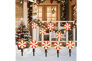 Ultimate Unicorn Christmas Lollipop Pathway Lights for Garden Christmas Decoration Red, 10 LED Peppermint String Lights with Stakes for Outdoor Sidewalk Pathway Rooftop Lawn Garden