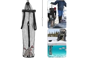 LFUTARI Ice Fishing Well - Portable Ice Fish Catching Basket - Lightweight Mesh Fishing Net Bag for Live Fish Fishing Bucket Storage Cage