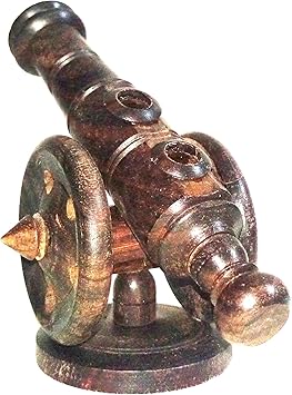 Crafts India Handcrafted Rose Wood Cannon Doll- 12 cms