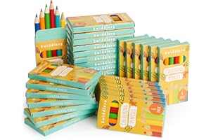 THE TWIDDLERS 30 Boxes of Mini Coloring Pencils for Kids, 6 Pencils Per Box, 180 Total, Bulk Colored Pencils School Supplies for Teachers, Classroom Prizes, Party Bag Fillers