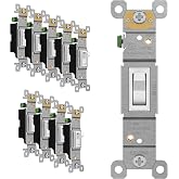 ENERLITES 10 Pack Toggle Light Switch, Single Pole Wall Switch, White | 15 Amp, 120V/277VAC, self-grounding, quiet/smooth toggle action, narrow slim body, UL Listed, easy to install, versatile use