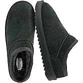 CUSHIONAIRE Hilo-3 Cozy Suede Womens Slippers, Soft Faux Fur Lined Slip On House Shoes for Women with Cushioned Memory Foam