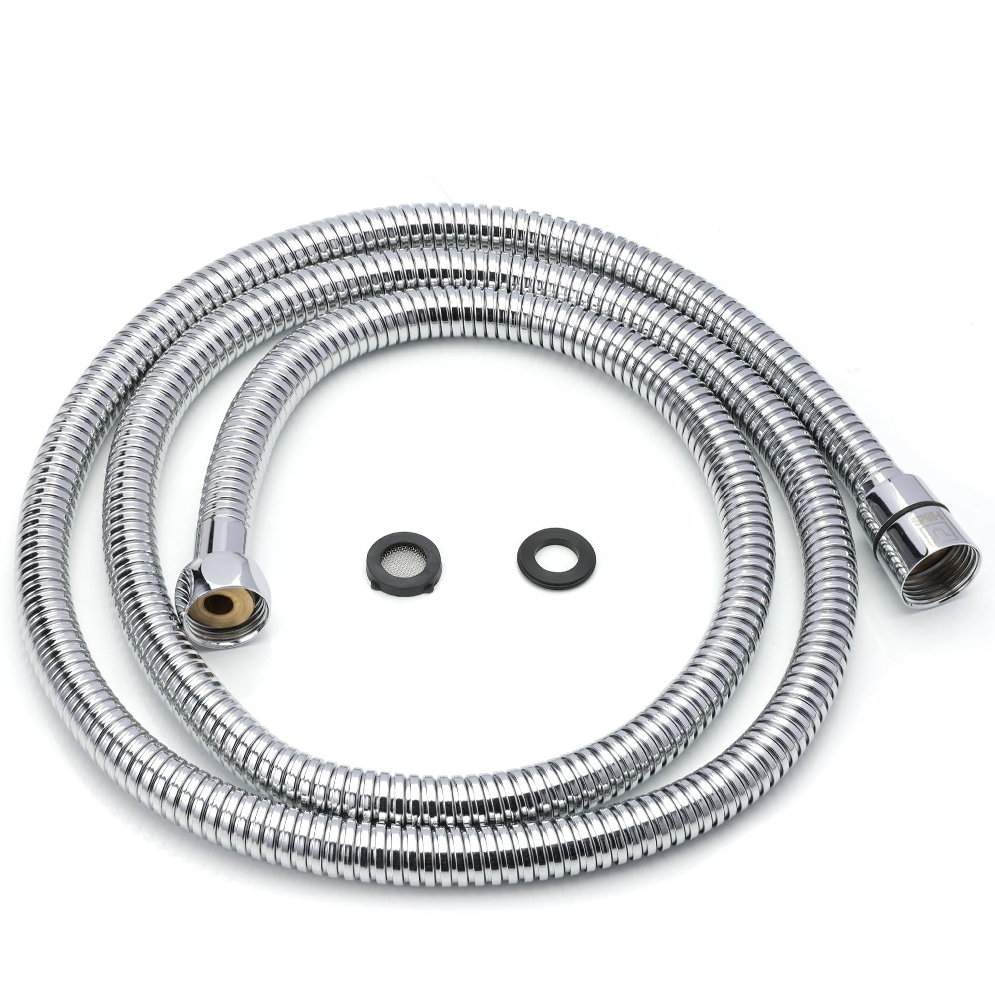 H&S Stainless Steel Shower Hose with 2 Washers - 1.5m (59”) - Extra Long Universal Replacement Hose with Chrome Finish - Anti Kink & High Flow Flexible Handheld Extension