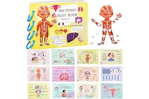 Tichgeim Human Body Anatomy Book Montessori Busy Book for Kids Educational Toys for Toddlers 5-7 Preshool Kindergarten Learning Activities Gifts for Girls Boys 4 5 6 7 8 Years