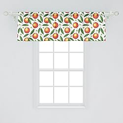 Ambesonne Fruits Window Valance, Repeated Peaches