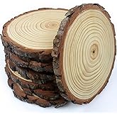 Large Wood Slices for Centerpieces, Natural Rustic Wooden Rounds, 9-10 Inch, Set of 10, Wedding Event Table Decor