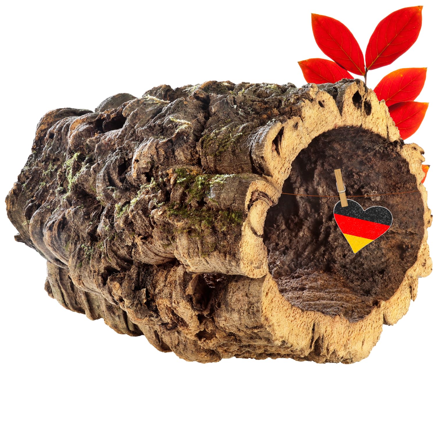 Vogelgaleria Cork Tube, 20cm Long, 15cm High, 15cm Wide, Made of Pure Cork Bark, Ideal for Rodent and Hamster Vivarium Decoration