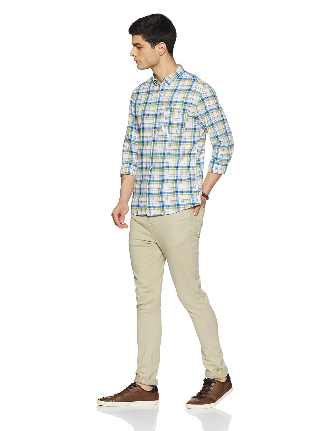 flying machine men's checkered slim fit casual shirt