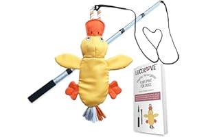 LUCOLOVE Flirt Pole for Dogs Heavy Duty - Multi-Sensory Tough Chase Toy for Medium & Large Breeds – Extra Strong 39" Dog Teaser Wand for Backyard Play, Training and Interactive Fun (Duck)