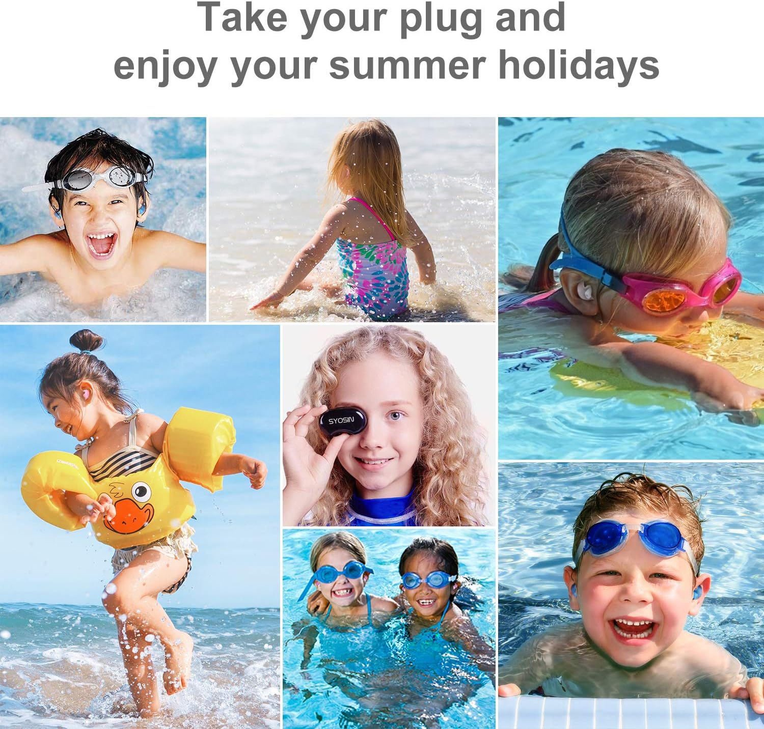 SYOSIN Swimming Ear Plugs for Kids, 3 Pairs Professional Waterproof Reusable Silicone Earplugs for Swimming Showering Surfing Snorkeling and Other Water Sports Kids Size: Health & Personal Care