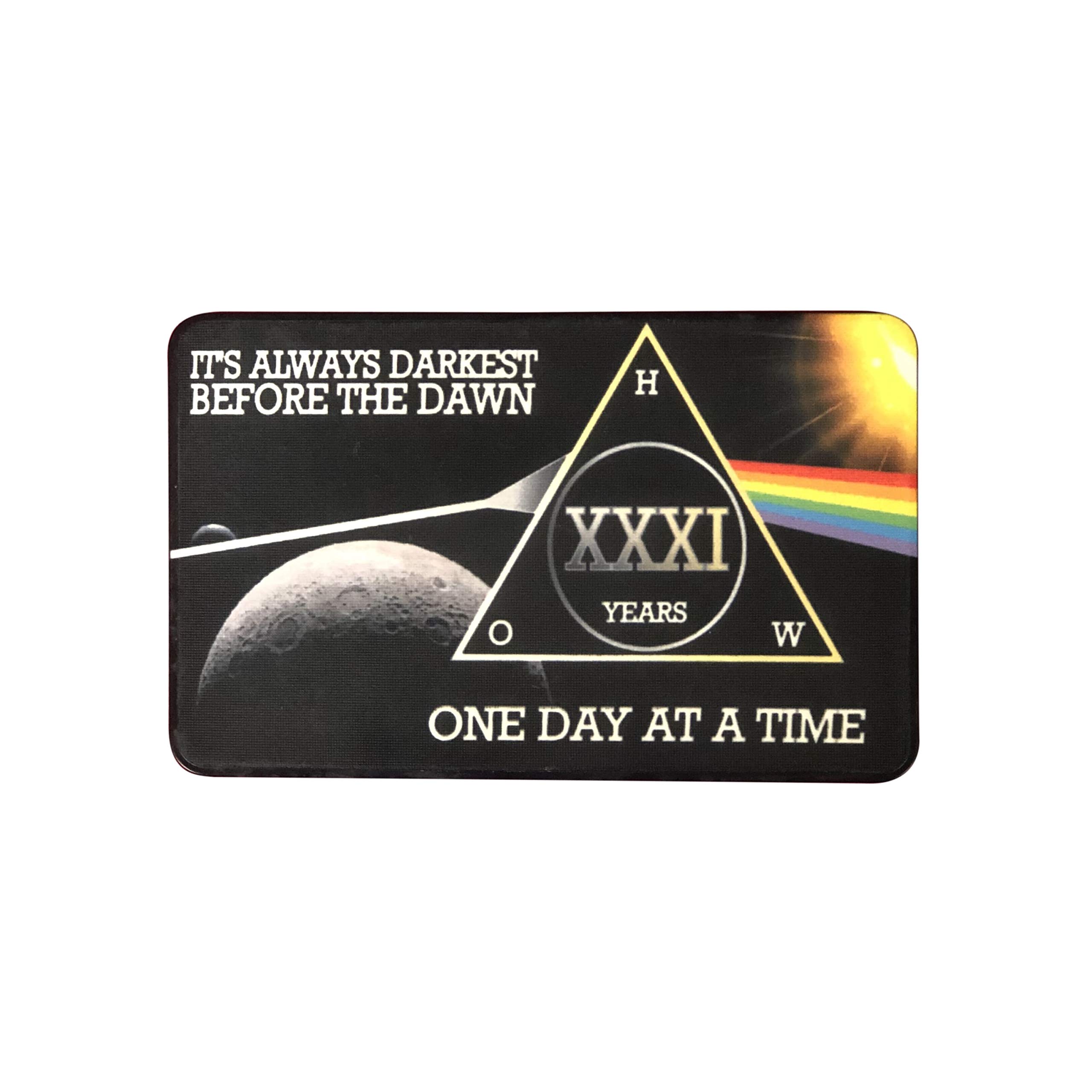 MyRecoveryStore Dark Moon One Day at A Time AA Sobriety Chip Includes 7th Step Prayer (Years 1-50 Offered) Square Recovery Chip (Year 31) — image 1