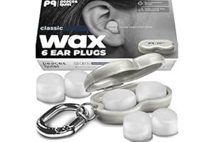 PQ Wax Ear Plugs for Sleep - 6 Silicon Wax Earplugs for Sleeping and Swimming - Gel Ear Plugs for Noise Cancelling & Ear Prot