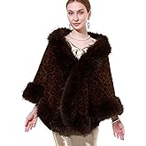 LA CARRIE Women's Winter Faux Fur Shawl Shrug Gown Wrap Cloak Cape Coat for Bridal Wedding Party