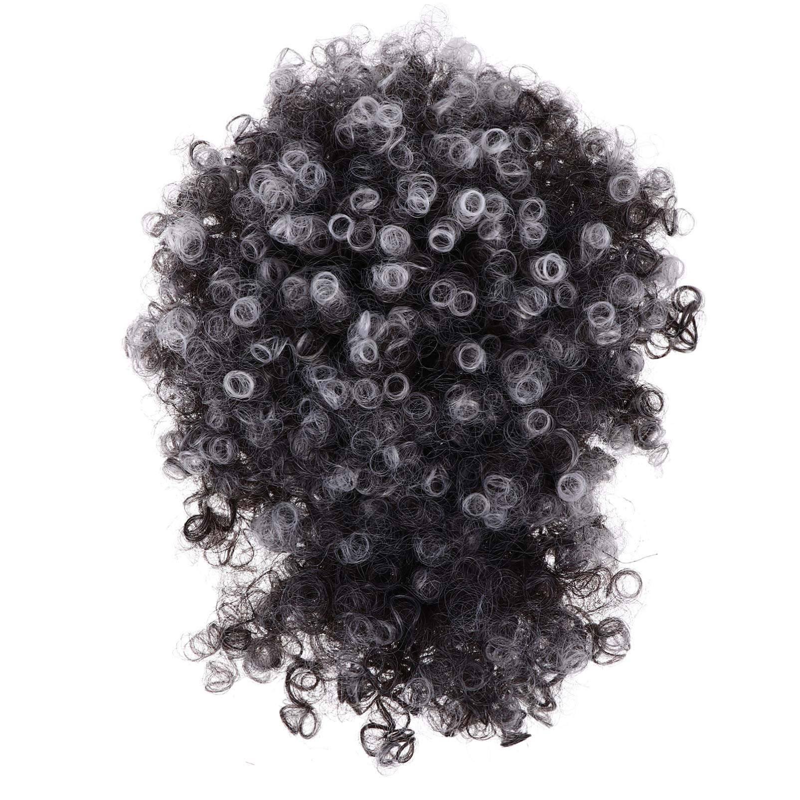 Lurrose Curly Afro Wig with Bangs Short Curly Wigs Shoulder Length Wig Heat Resistant Wigs Curly Full Wigs for Women Girls (Grey)