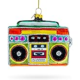 Vintage-Inspired Cassette Player Boombox Blown Glass Christmas Ornament