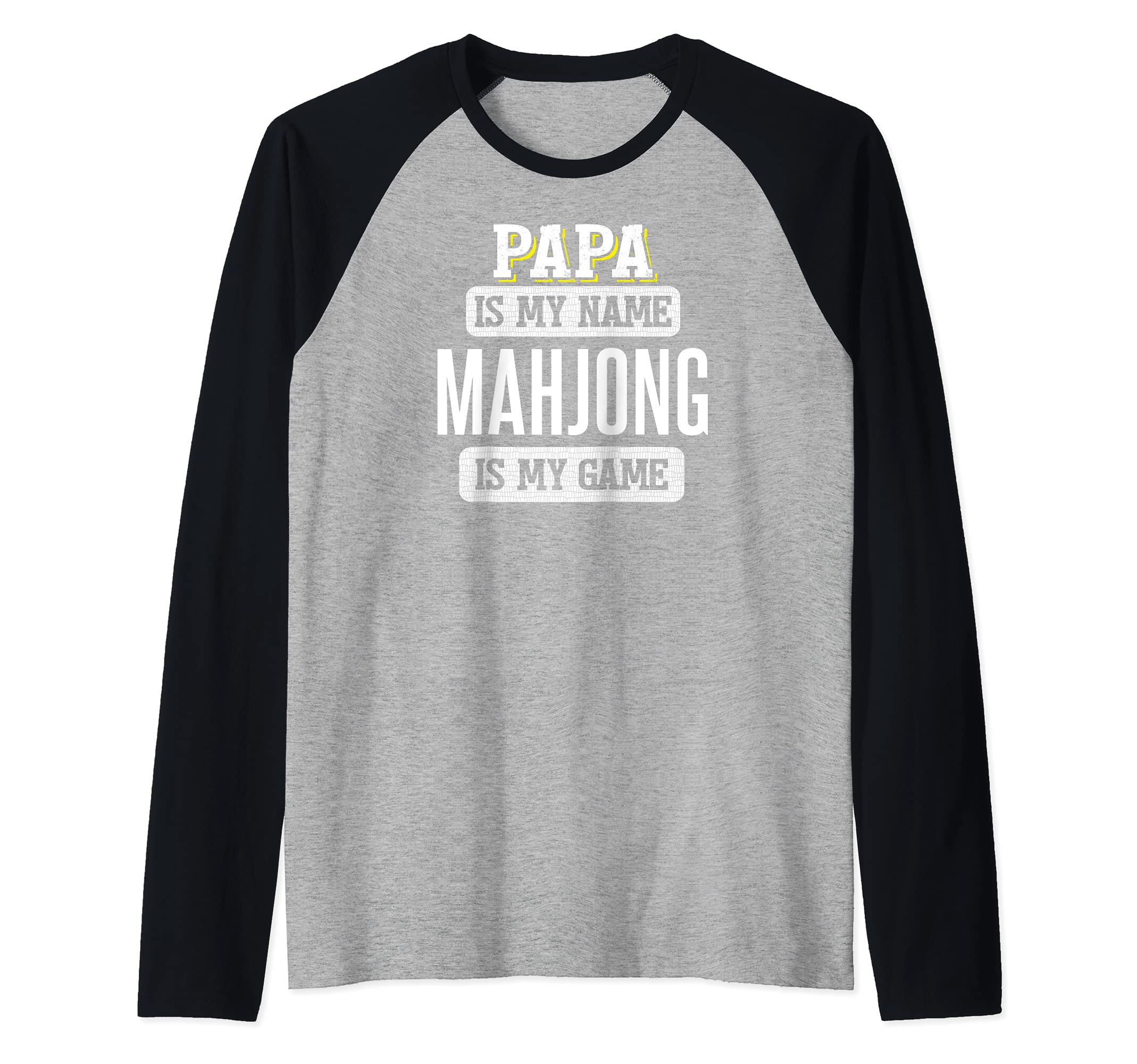 Funny Mahjong Gift for Papa Fathers Day Design Raglan Baseball Tee