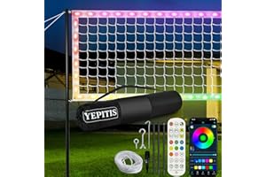 YEPITIS LED Professional Volleyball Net, Light Up 32x3FT Portable Volleyball Net Outdoor with Remote Control, Glow in The Dark Heavy Duty Badminton Volleyball Net Outdoor Backyard
