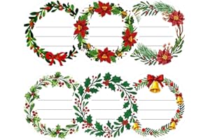 G2PLUS 120Pcs Christmas Gift Stickers - 2 Inch Round Writable Self-Adhesive Stickers, Christmas Holiday Wreath Labels for Gift Wrapping, Party Favors, DIY Crafts(White Red Green)