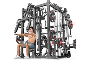 XGSW XINGESIWR Smith Machine，Multi-Function Squat Rack Power Cage with Cable Crossover System,with Optional Weight Bench, Olympic Barbell Weight Set, for Home Gym