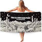 WAITPI Western Beach Towel, Retro Southwestern Cactus Desert Landscape Beach Towels Oversized Gifts for Cowboy Men, Western Quick Dry Travel Sand Free Towel Decor for Bathroom Swimming Pool 30x60in