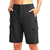 Women's 10" Hiking Golf Long Shorts with 5 Pockets Knee Length Lightweight Quick Dry Cargo Bermuda Shorts for Women