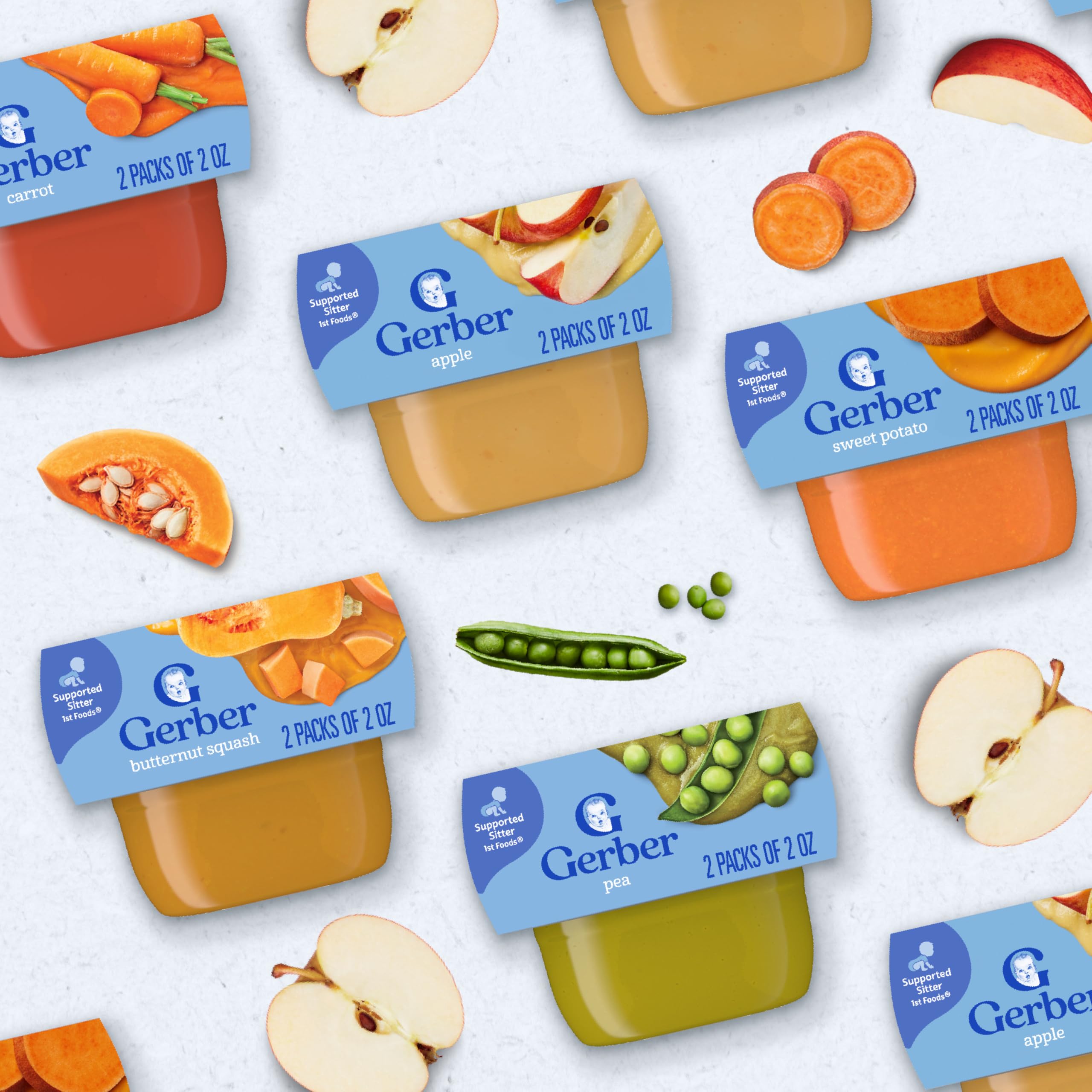 Gerber Stage 1 Baby Food, Prune Puree Tubs, No Artificial Colors or Flavors, Baby Puree, 16-Pack