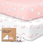 KeaBabies 2-Pack Organic Crib Sheets for Boys, Girls - 52x28 Fitted Crib Mattress Sheet Neutral, Breathable Jersey Cotton Cover for Baby Bed, Toddler Mattress, Soft & Cute Prints (Dreamland)