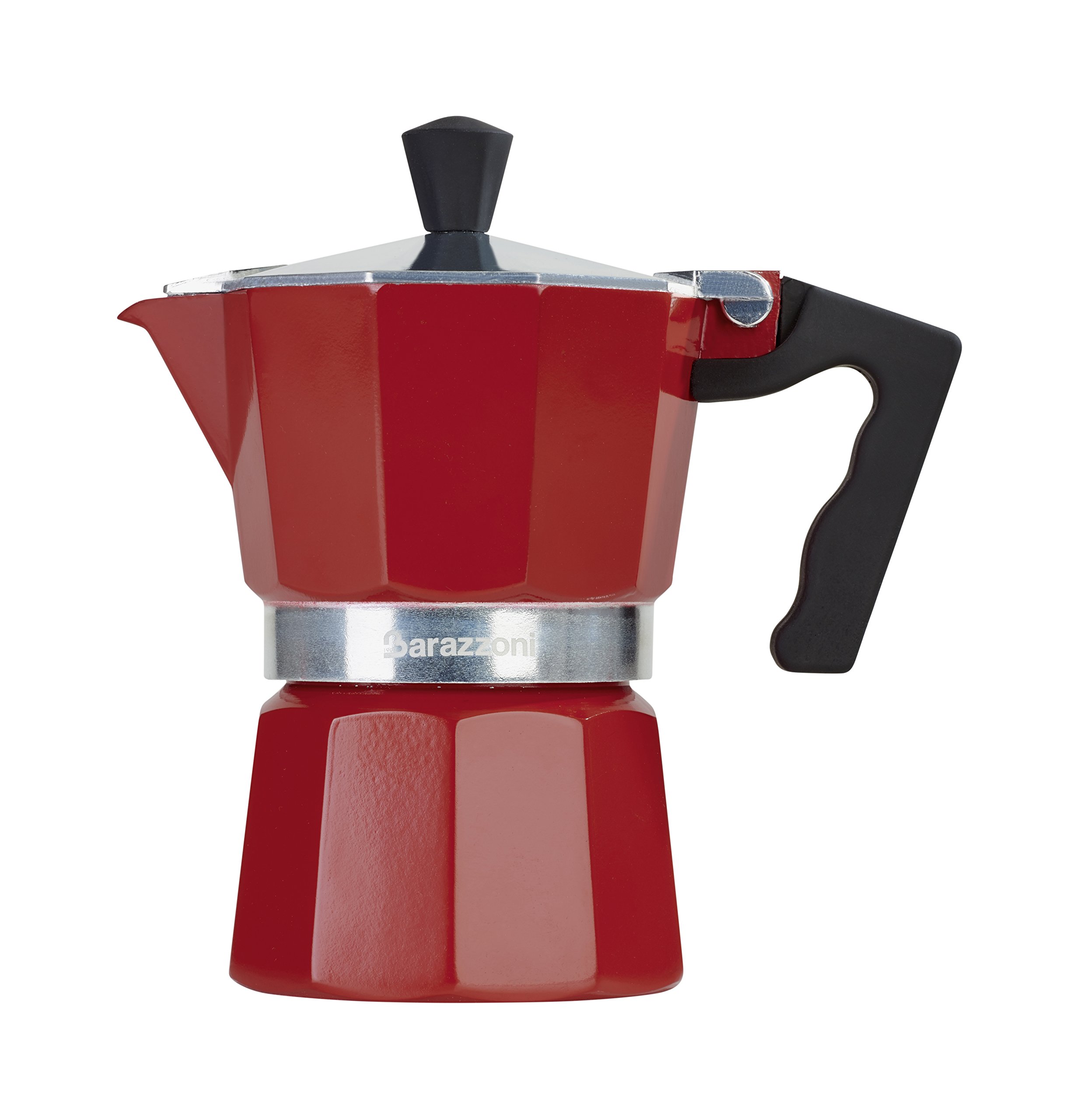 Barazzoni The Coloured Coffee Maker 1 Cup, Aluminium, Red, 6.6 x 12.4 x 13.1 cm