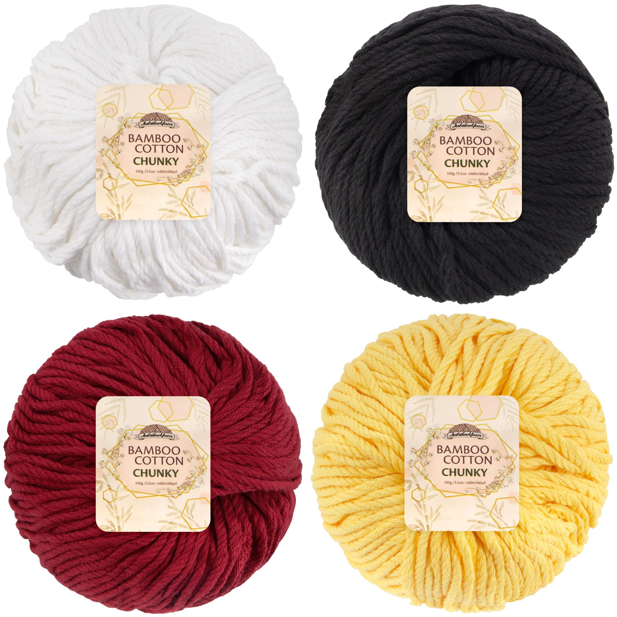 JubileeYarn Bamboo Cotton Chunky Yarn - 100g/Ball - Shades of Contrast - 4 Balls — image 1
