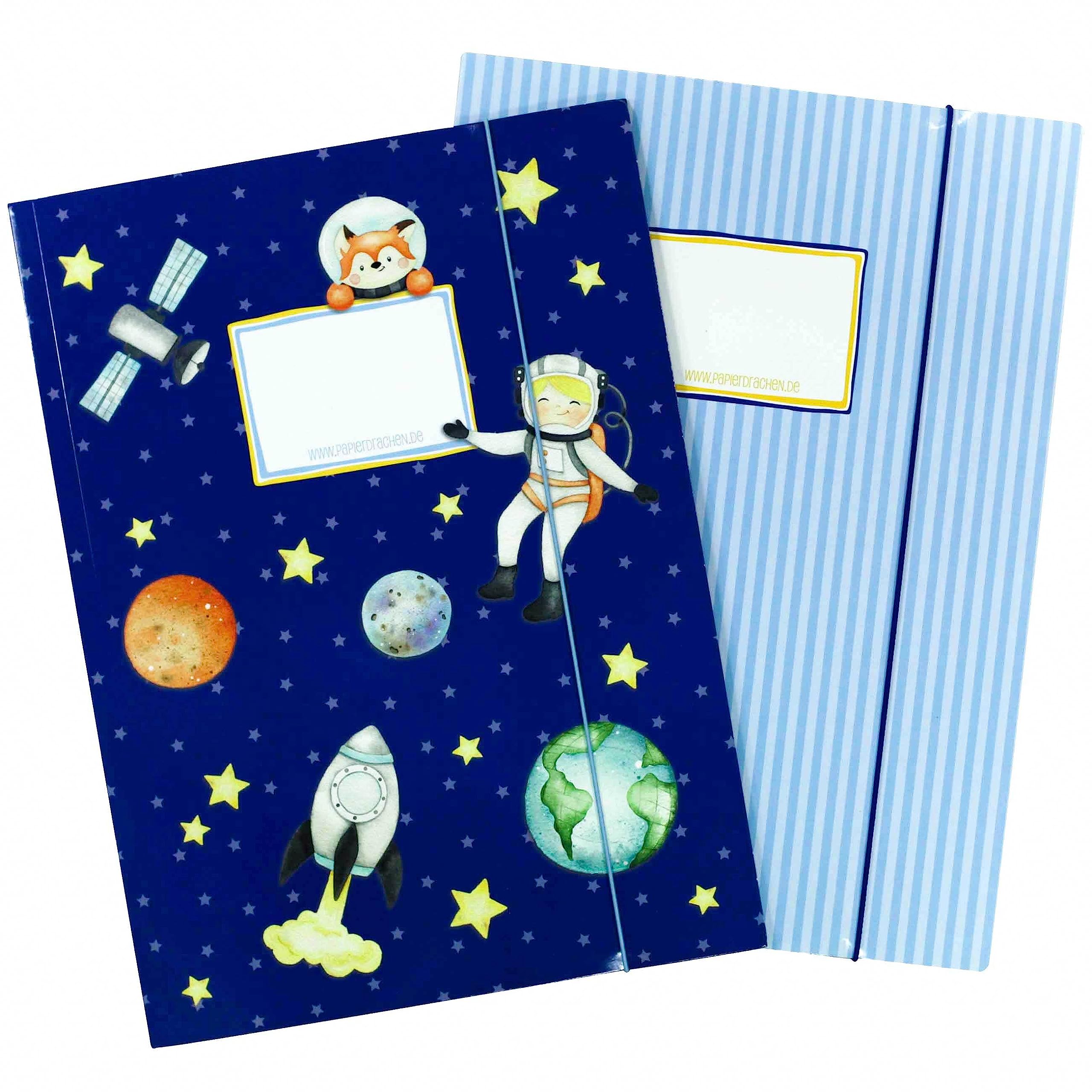 2 School folders for Children DIN A4 | Design Astronaut - Folder for Primary School Pupils - Paper Organizer - Folder Set Number 5