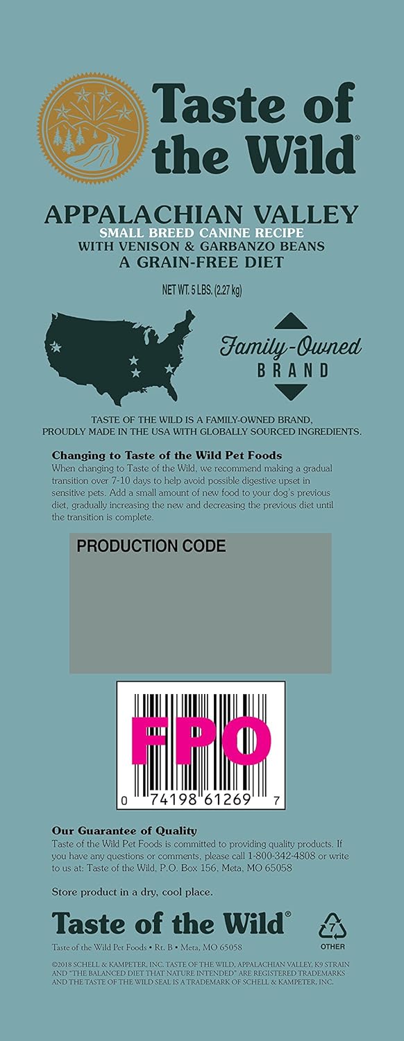 Taste of The Wild Grain Free High Protein Dry Dog Food Appalachian Valley Small Breed - Venison