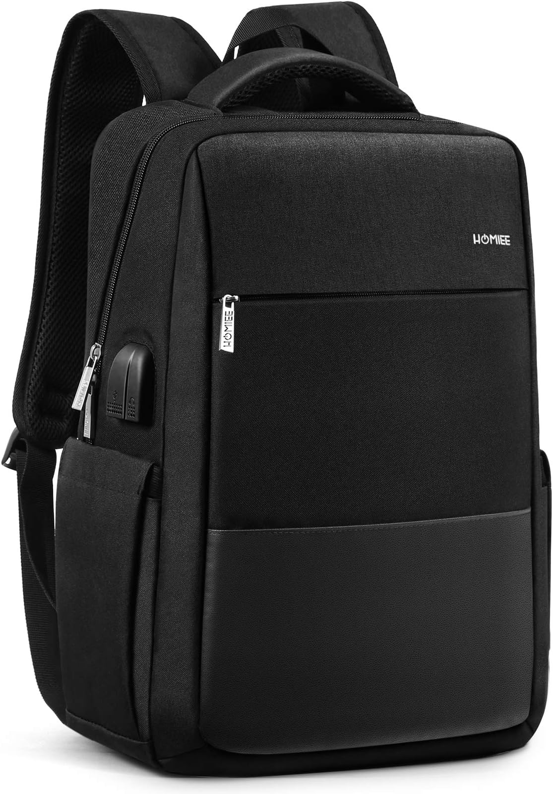 HOMIEE Travel Laptop Backpack with USB Charging Port, Durable Water Resistant College School Bookbag Business Backpack Computer Bag Fits 15.6 Inch Laptop