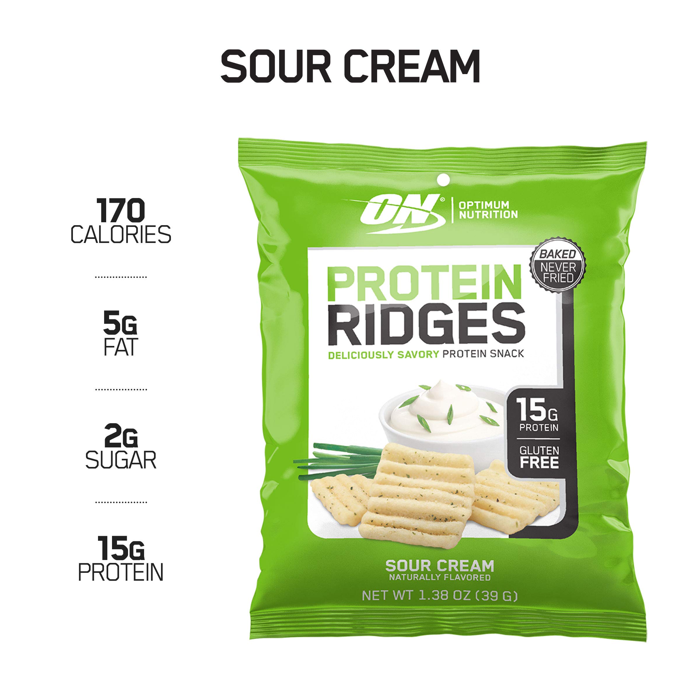 New! Optimum Nutrition High Protein Ridges, Baked Chips, Savory Snack