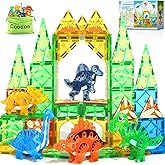 Coodoo Dinosaur Toys Magnetic Tiles 3D Movable Dinos for Kids 3-5 5-7 Toddler Outdoor Sensory Toys, STEM Educational Magnetic Blocks for 3+ Years Old Boys Girls Kids Toy