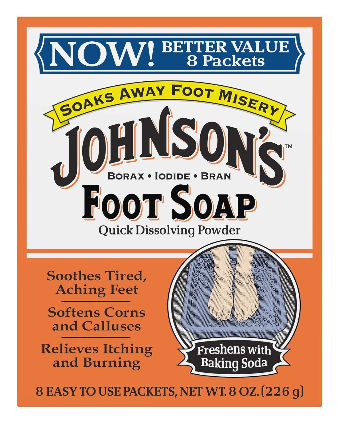 Johnsons Foot Soap Powder, 8 Packets : Beauty