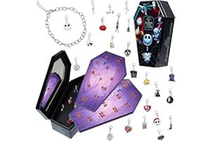 Disney The Nightmare Before Christmas Jewelry Advent Calendar 2025 for Girls Teens Women Charms Bracelet, Christmas Calendar, Gifts for Her (Black Jack Bracelet and Charms)