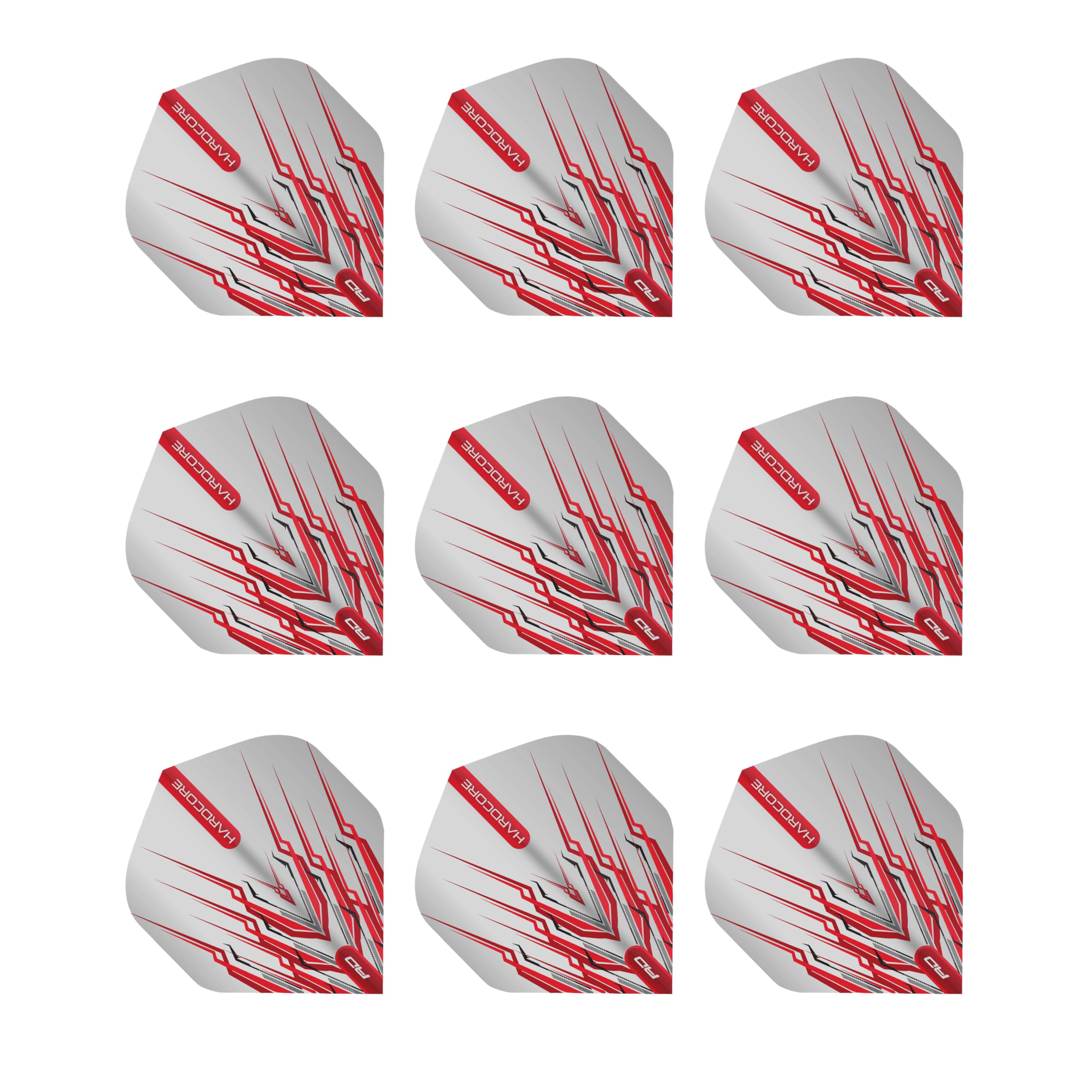 RED DRAGON Peter Wright Snakebite Hardcore Mohawk Red Dart Flights - 3 Sets Per Pack (9 Flights in Total)