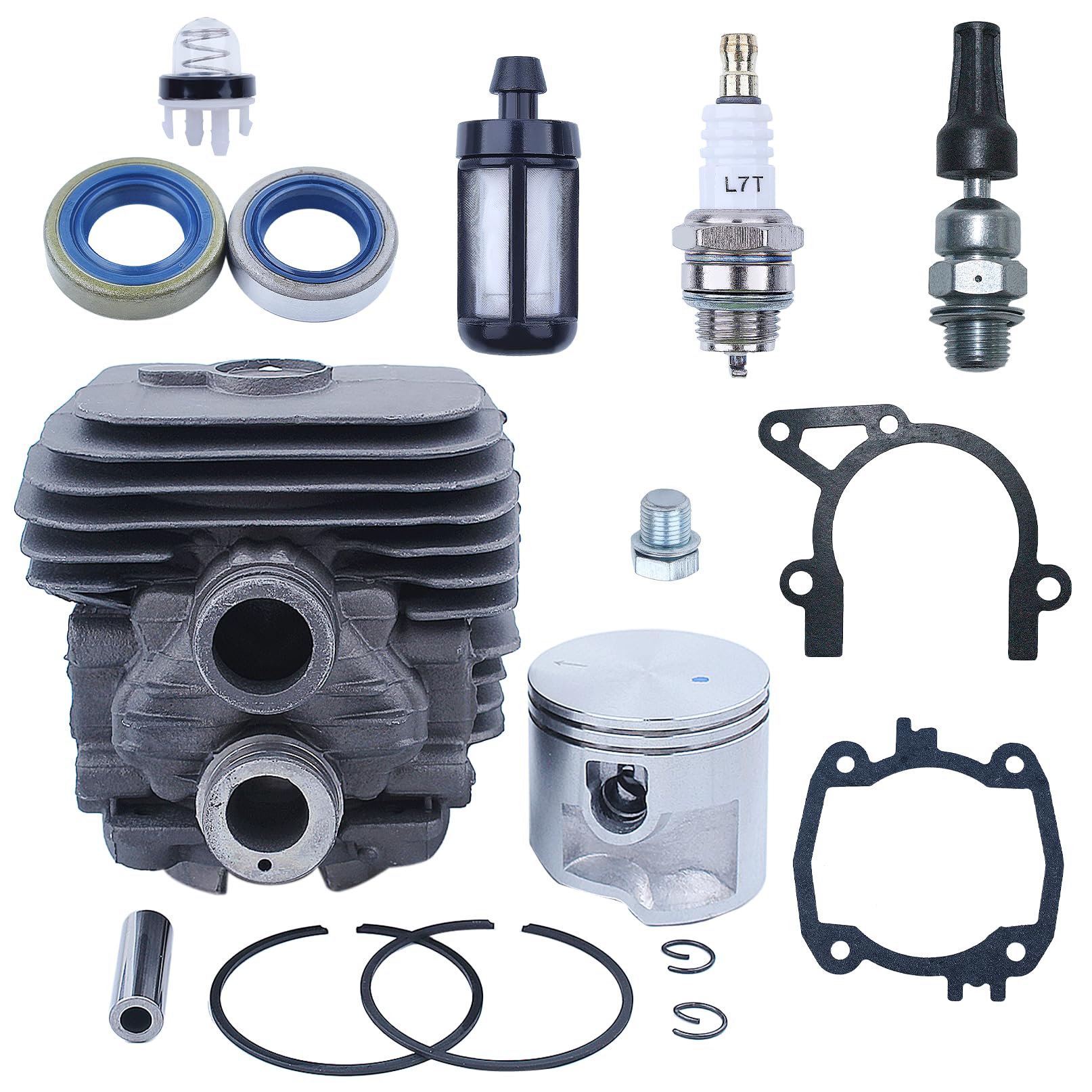Cylinder Piston Kit for STIHL TS410 TS420 Cut Off Saw, AUMEL 50mm Cylinder + Piston + Gaskket + Oil Seal + Spark Plug 16 in 1 Replacement Parts Piston Rebuild Kit