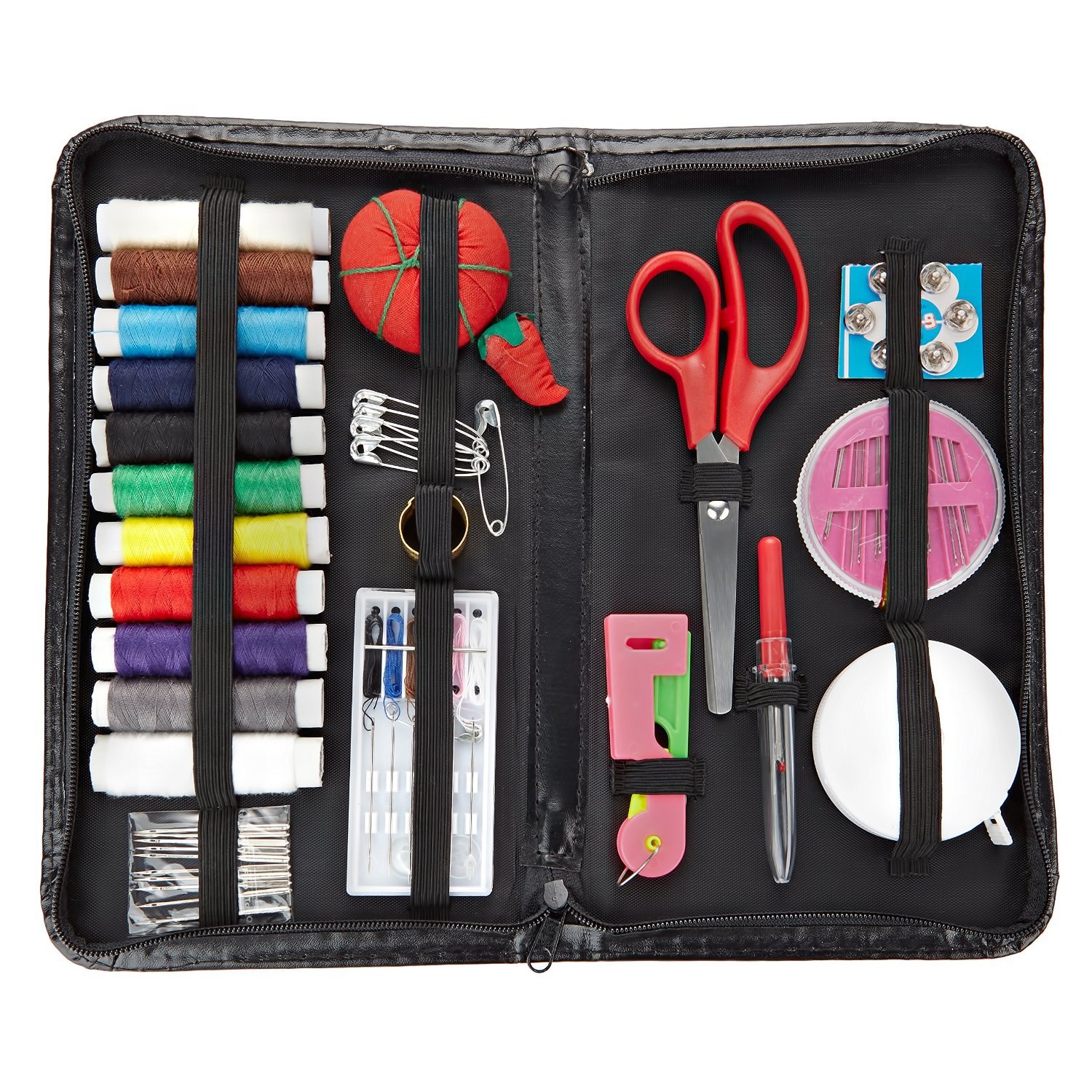 Sewing Kit Premium, Portable, PU Leather Travel Sewing Kit 64 Craft