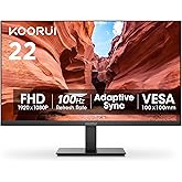 KOORUI 22 Inch Computer Monitor, FHD 1080P VA Desktop Display, 100HZ Ultra Thin Bezel/Eye Care/Ergonomic Tilt, HDMI VGA Ports