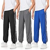 Auranso Boys Sweatpants 3 Pack Mesh Quick Dry Athletic Pants Lightweight Kids Joggers with Pockets