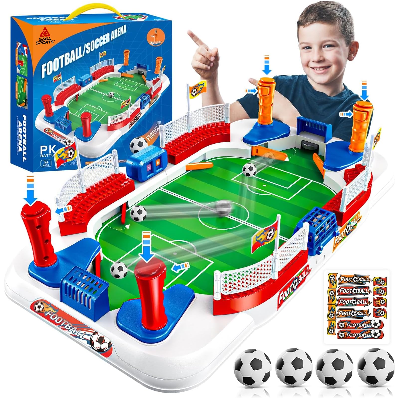 Saga Tabletop Football Game (Age 5-12 Plus) - Table Footballs Game For Parent and Child Interactive Fun Play Durable Compact Design - Ideal Football Gifts for Boys