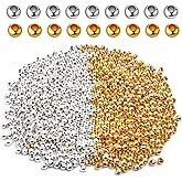 Aylifu Crimp Beads 3mm, 1000 Pieces Stopper Beads Stainless Steel Bead Spacers for DIY Bracelet Jewelry Making, Gold and Sliver