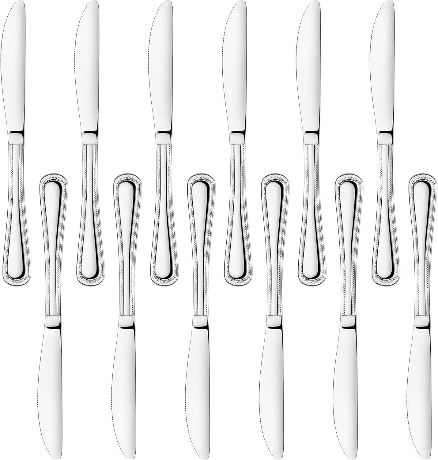  | New Star Foodservice 58444 Bead Pattern, Stainless Steel, Dinner Knife, 8.5-Inch Set of 12: Flatware Sets