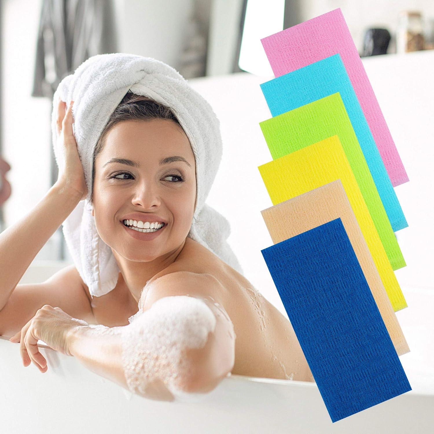 8 pcs Exfoliating Towel Beauty Skin Bath Wash Cloth/Towel Microabrasion Towel Nylon Japanese Bath Towel Magic Shower Washcloth for Body 35 inches Washcloth Loofah Exfoliating Body Scrub Back Scrubber: Beauty