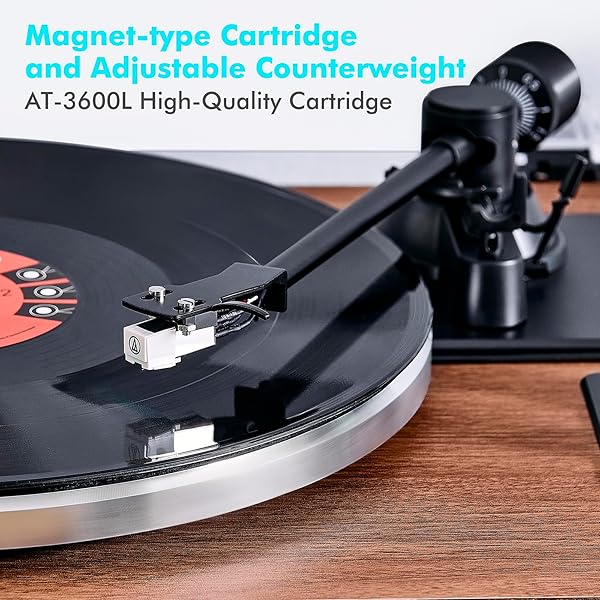 VINYL RECORD PLAYER WITH SPEAKERS,HIGH FIDELITY TURNTABLES FOR VINYL RECORDS WITH MAGNETIC CARTRIDGE AT-3600L,BLUETOOTH PLAYBACK BUILT-IN PHONO PREAMP,BELT DRIVE 2-SPEED (HP-H2410)